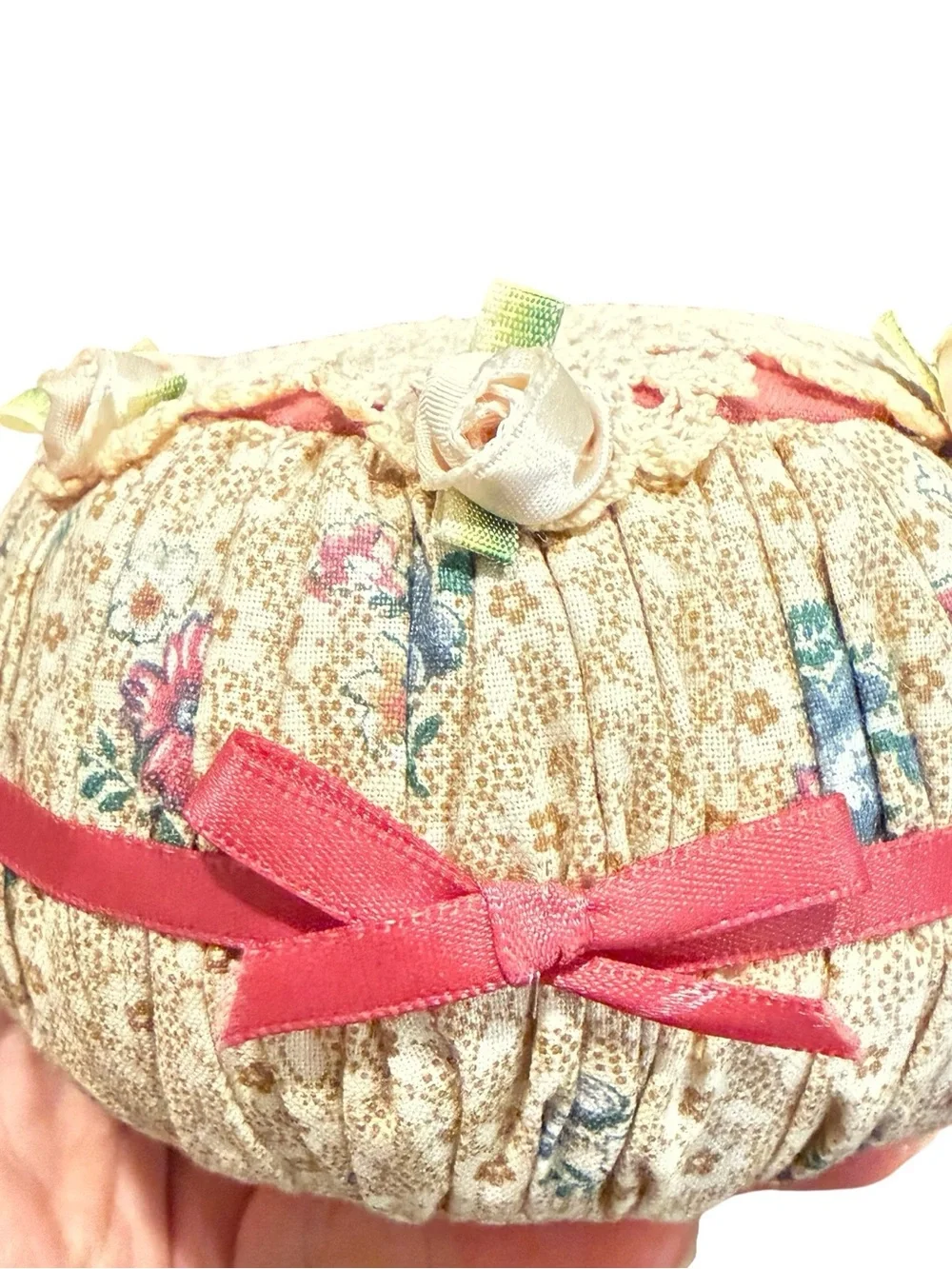 Victorian Floral Pin Cushion w/ Vintage Hatpin – Antique Sewing Collectible